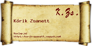 Kórik Zsanett névjegykártya