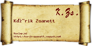 Kórik Zsanett névjegykártya